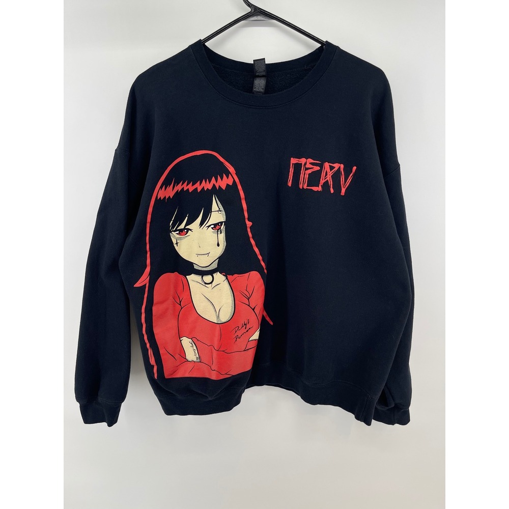 Gildan Softstyle NERV Anime Girl Graphic Sweatshirt Black XL Daddy's Demon
